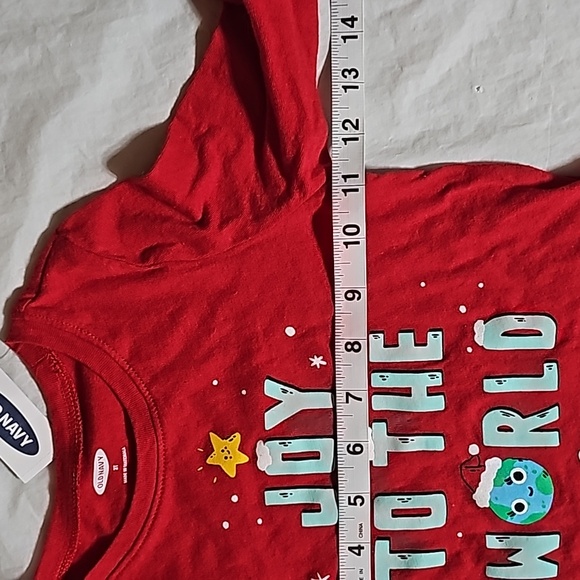 Old Navy Long-Sleeve JOY TO THE WORLD!! Red Graphic Tee Toddler Girls 3T New - Picture 8 of 11